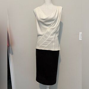 Christian Dior White Satin Pleated Sleeveless Top size 6 (US)